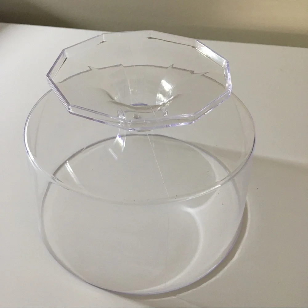 Clear Acrylic Round Pedestal Decorative Storage Candy Dish with Decagon Base